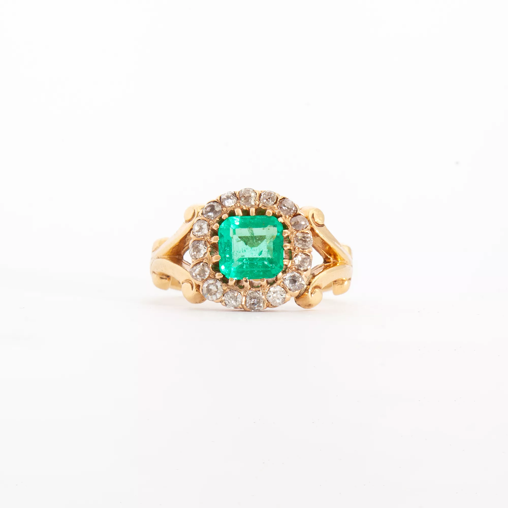 0.50 ct Colombian Emerald Halo Ring