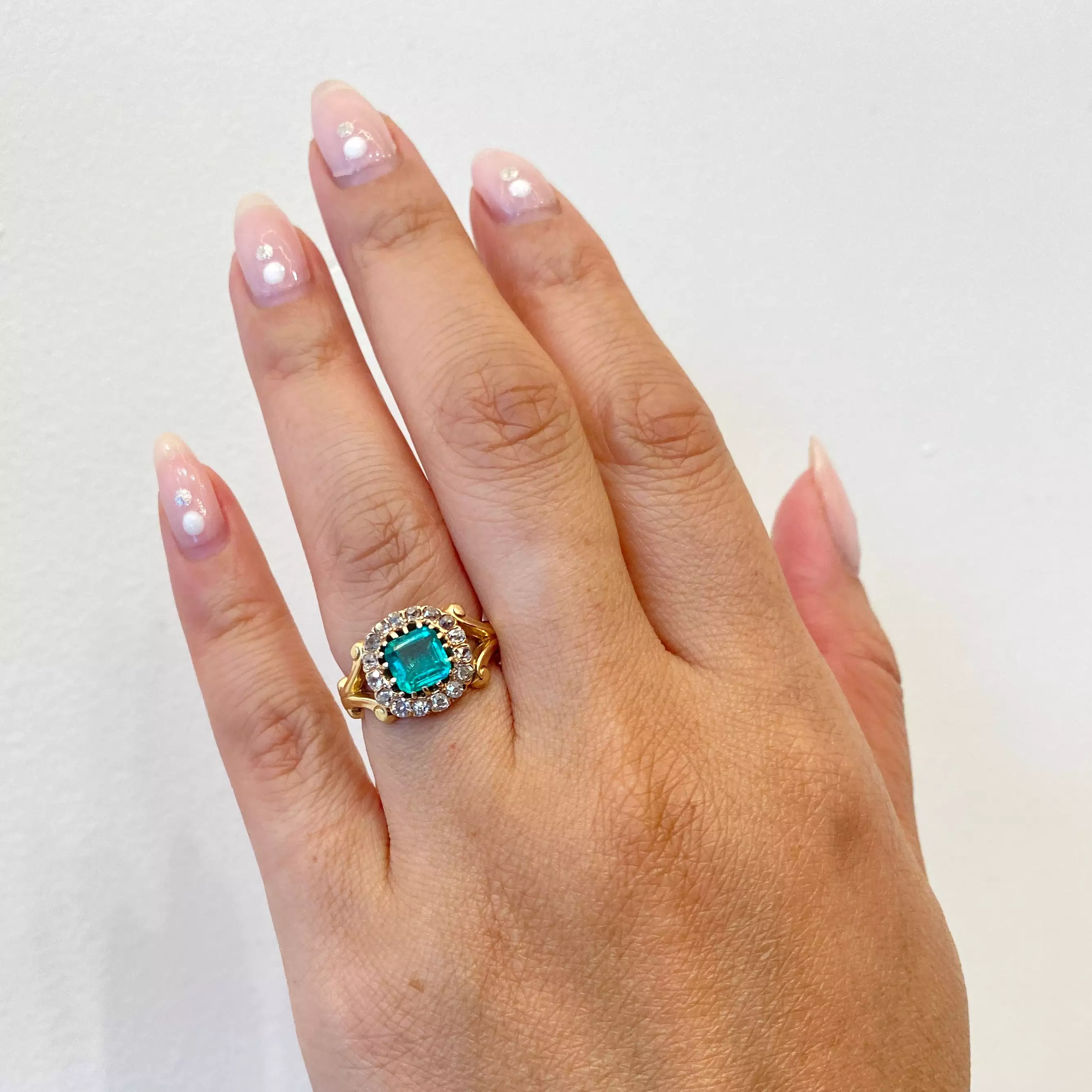 0.50 ct Colombian Emerald Halo Ring