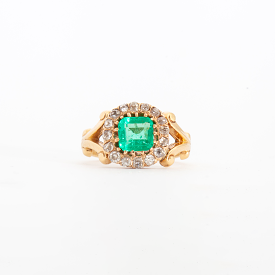 0.50 ct Colombian Emerald Halo Ring