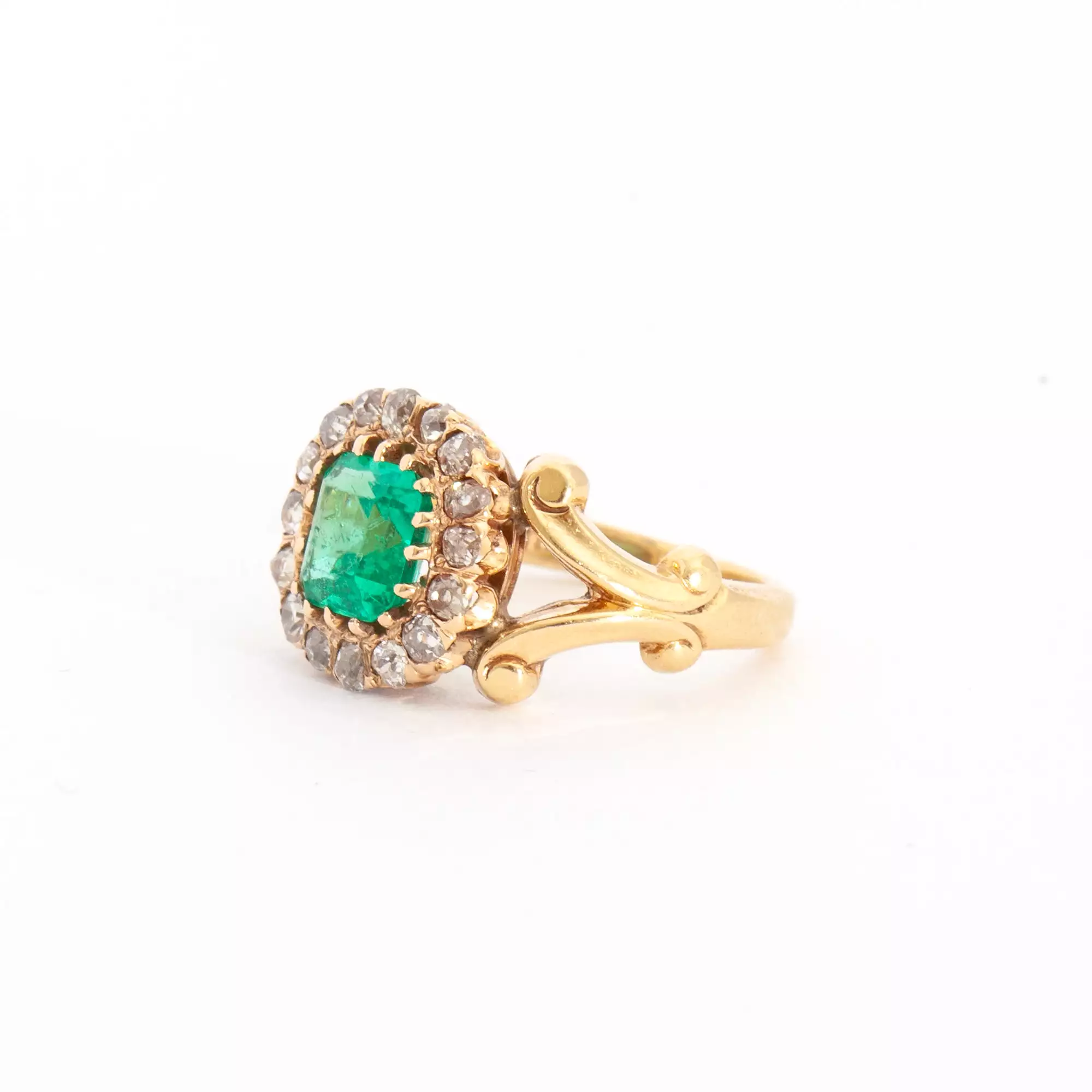 0.50 ct Colombian Emerald Halo Ring