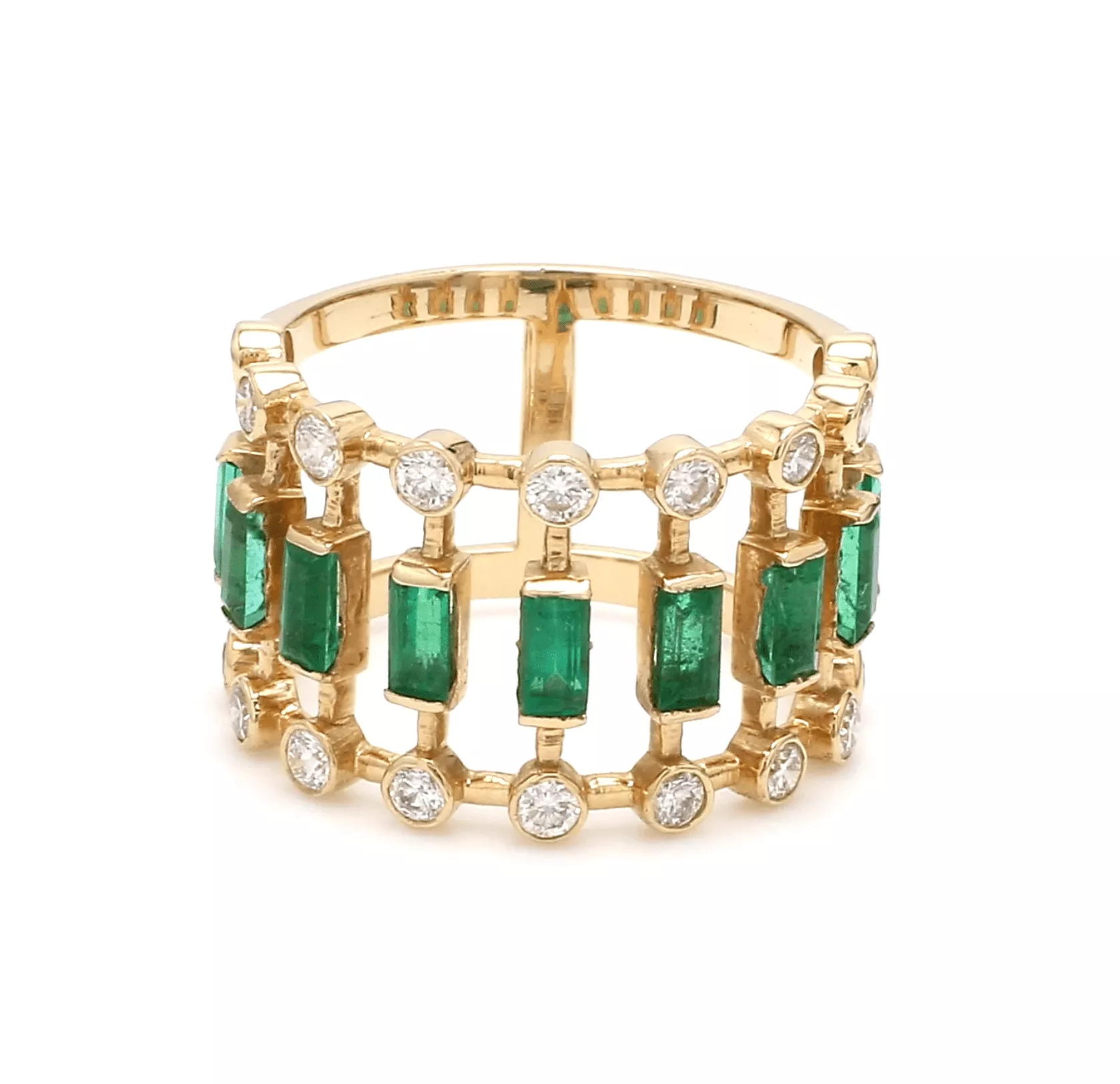 14K & 18K Gold Diamond and Emerald Emerald Ring