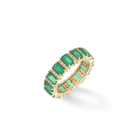 14K & 18K Gold Emerald and Diamond Eternity Band