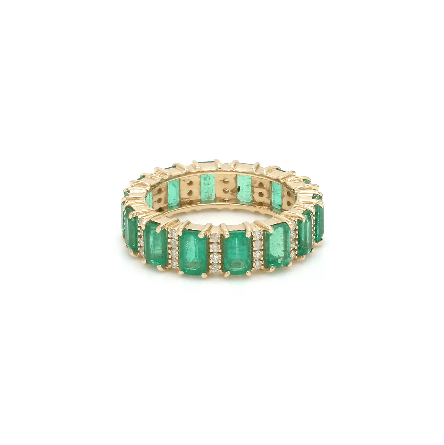 14K & 18K Gold Emerald and Diamond Eternity Band