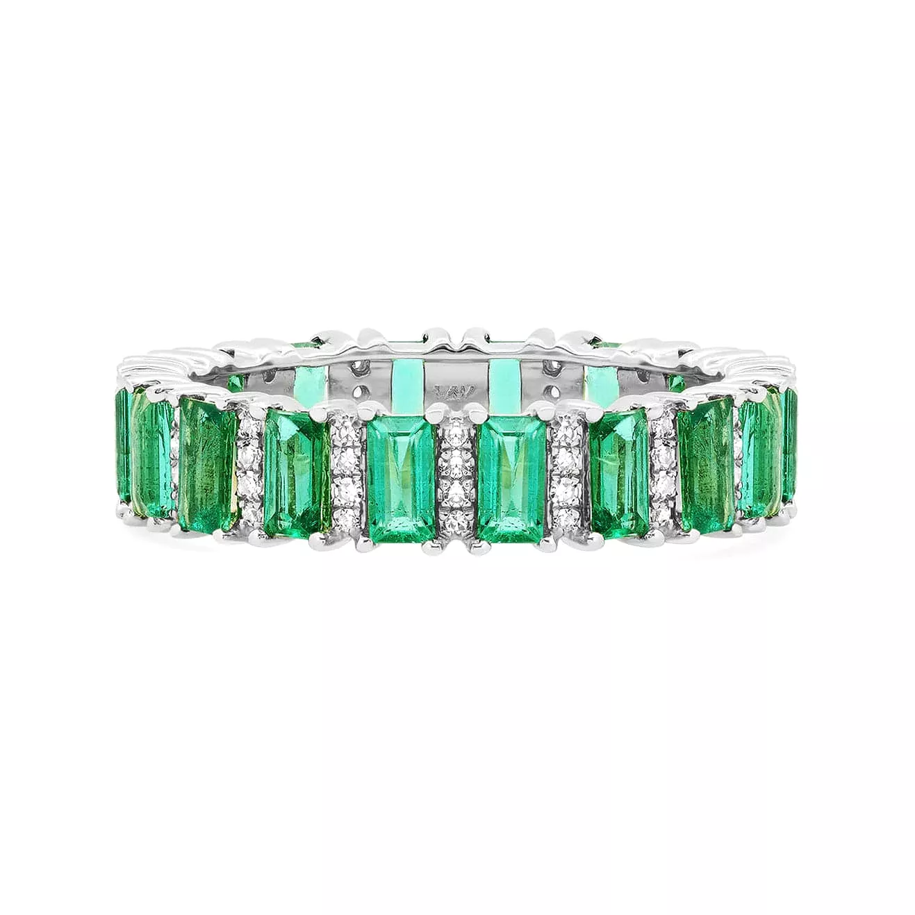 14K & 18K Gold Emerald and Diamond Eternity Band