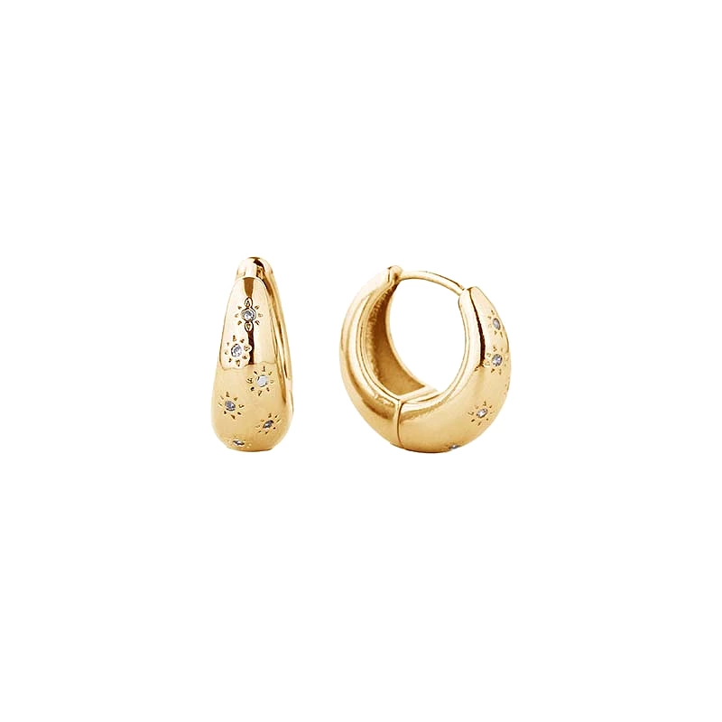 14K Gold Dipped Hoop Crescent Moon Shape Earrings