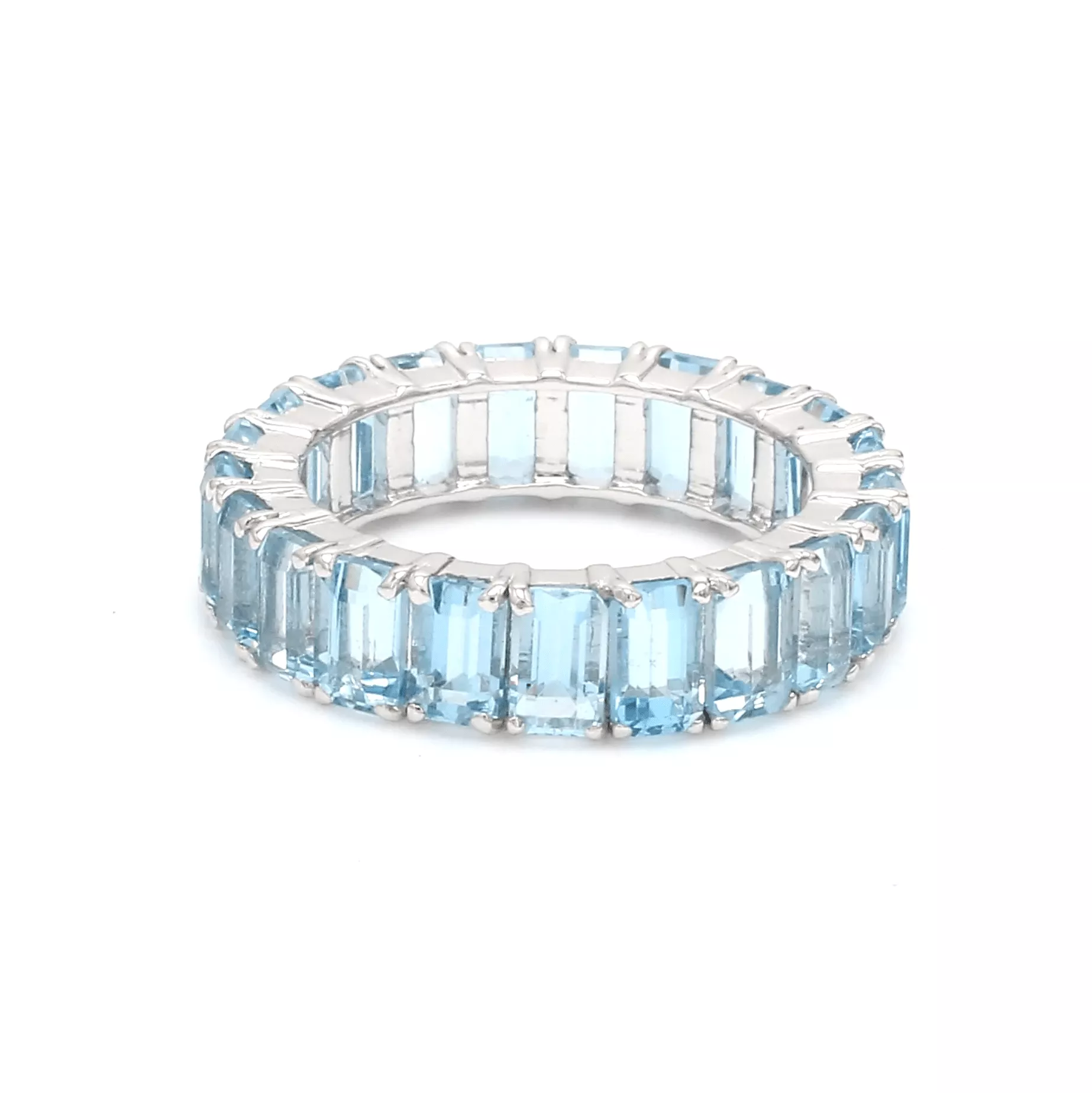 14K or 18K Gold Aquamarine Eternity Band