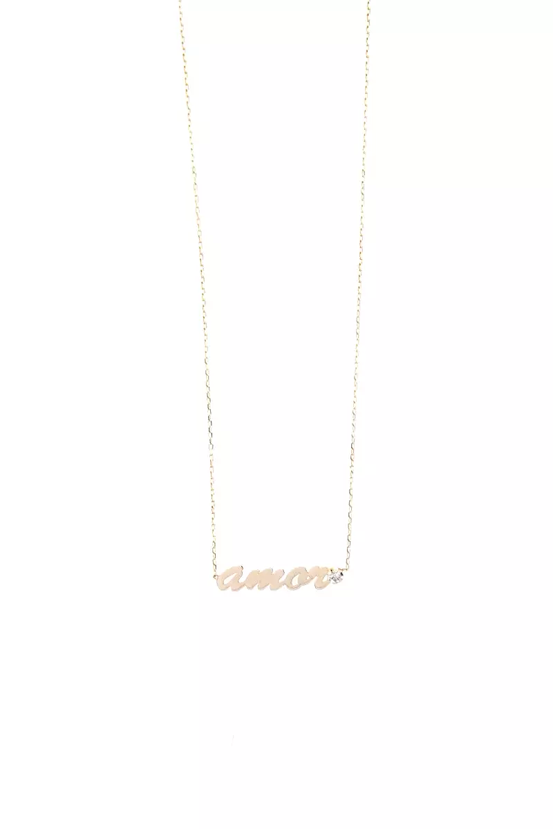 14k Yellow Gold Amor Necklace