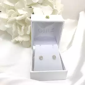 14k Yellow Gold Bezel Set CZ Baby Screw backs