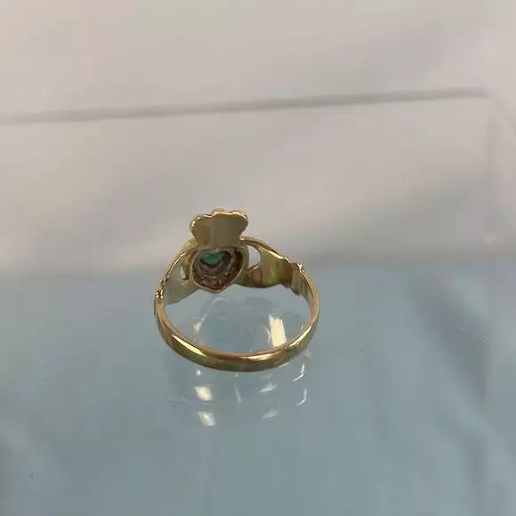 14ktCladdagh With Diamond And Emerald Ring