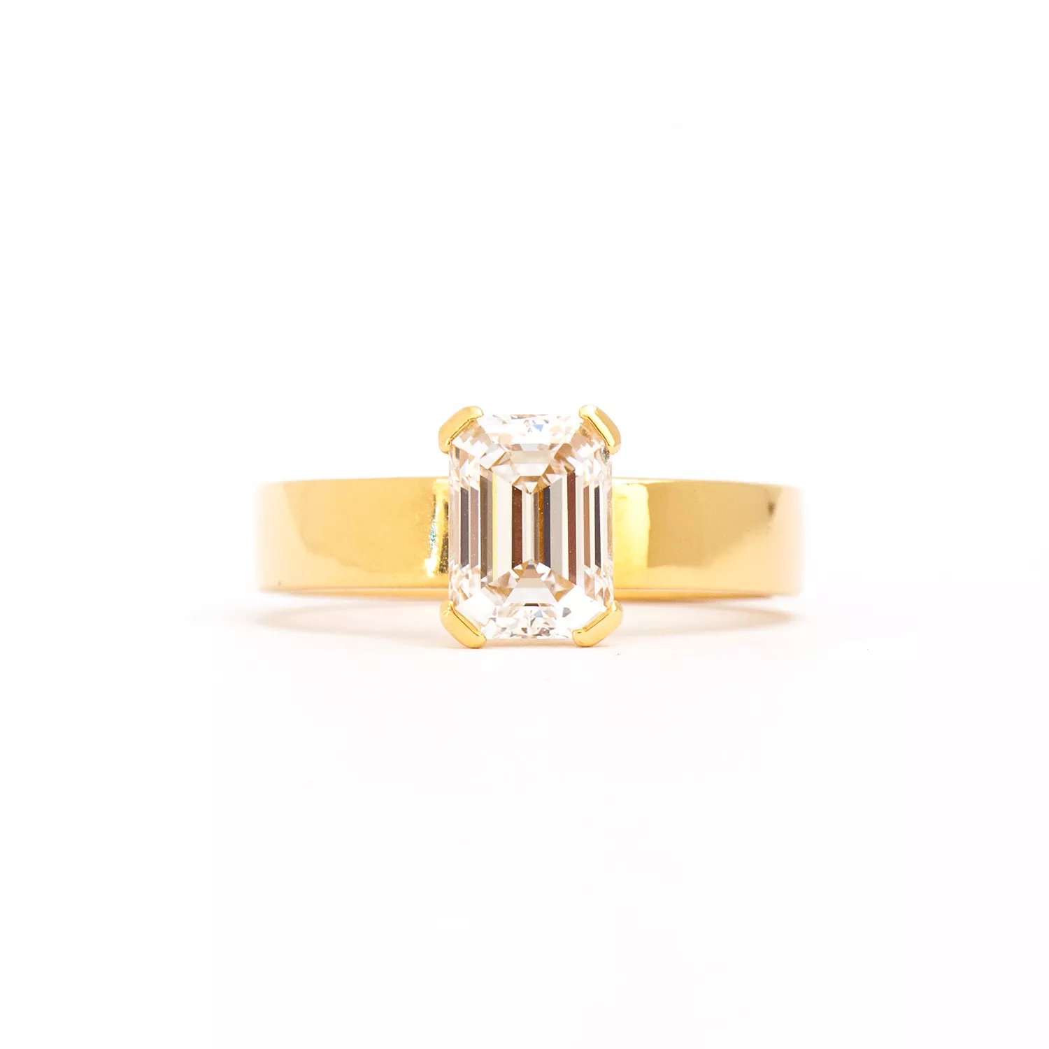 1.57 ct Lab-Grown Emerald Cut Diamond Temple Ring