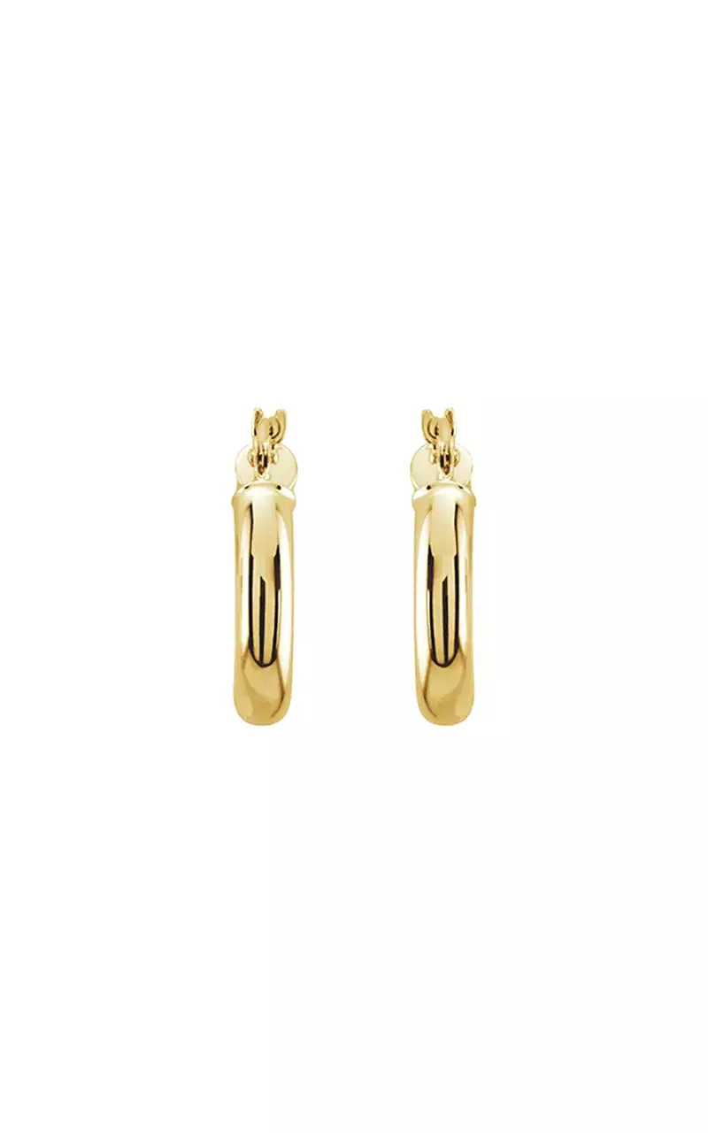 15mm Tube Hoop Earrings - 14k Yellow Gold