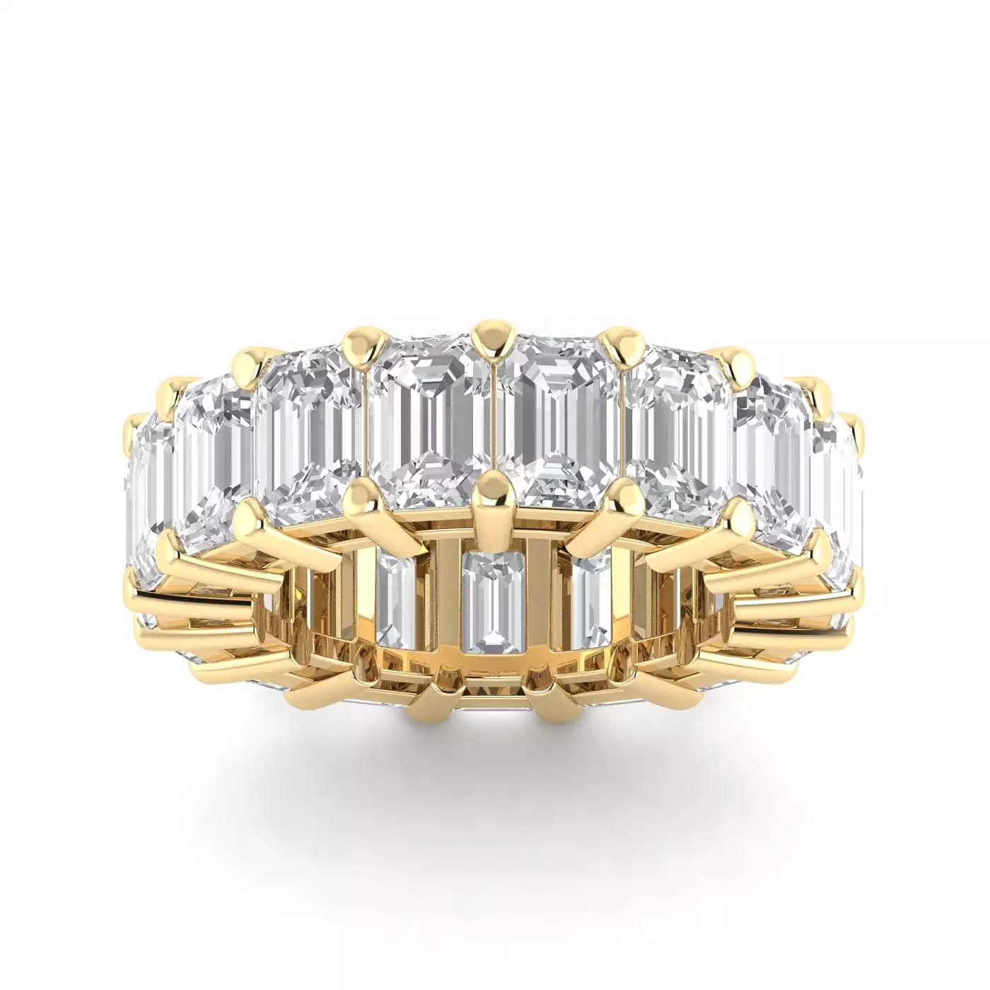 18K Gold Emerald Cut Diamond Eternity Ring Lab Grown