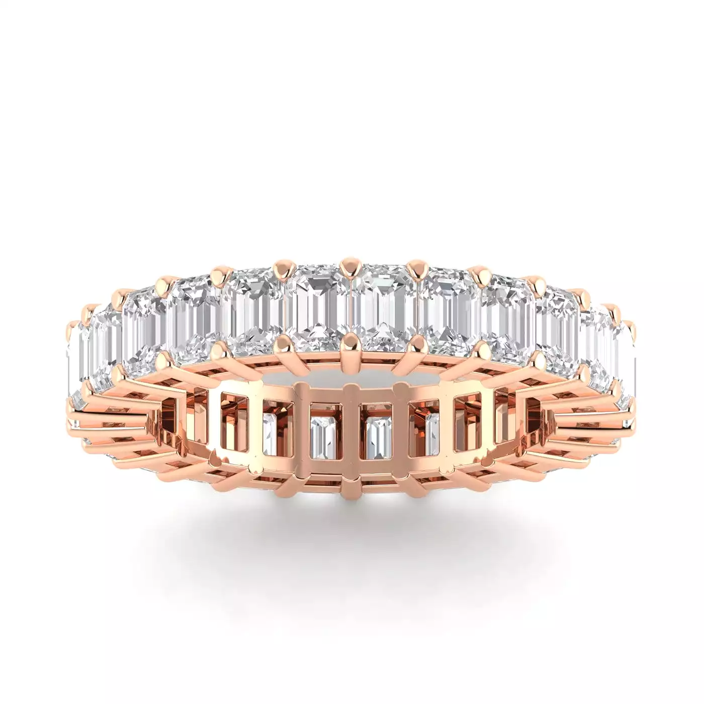 18K Gold Emerald Cut Diamond Eternity Ring Lab Grown