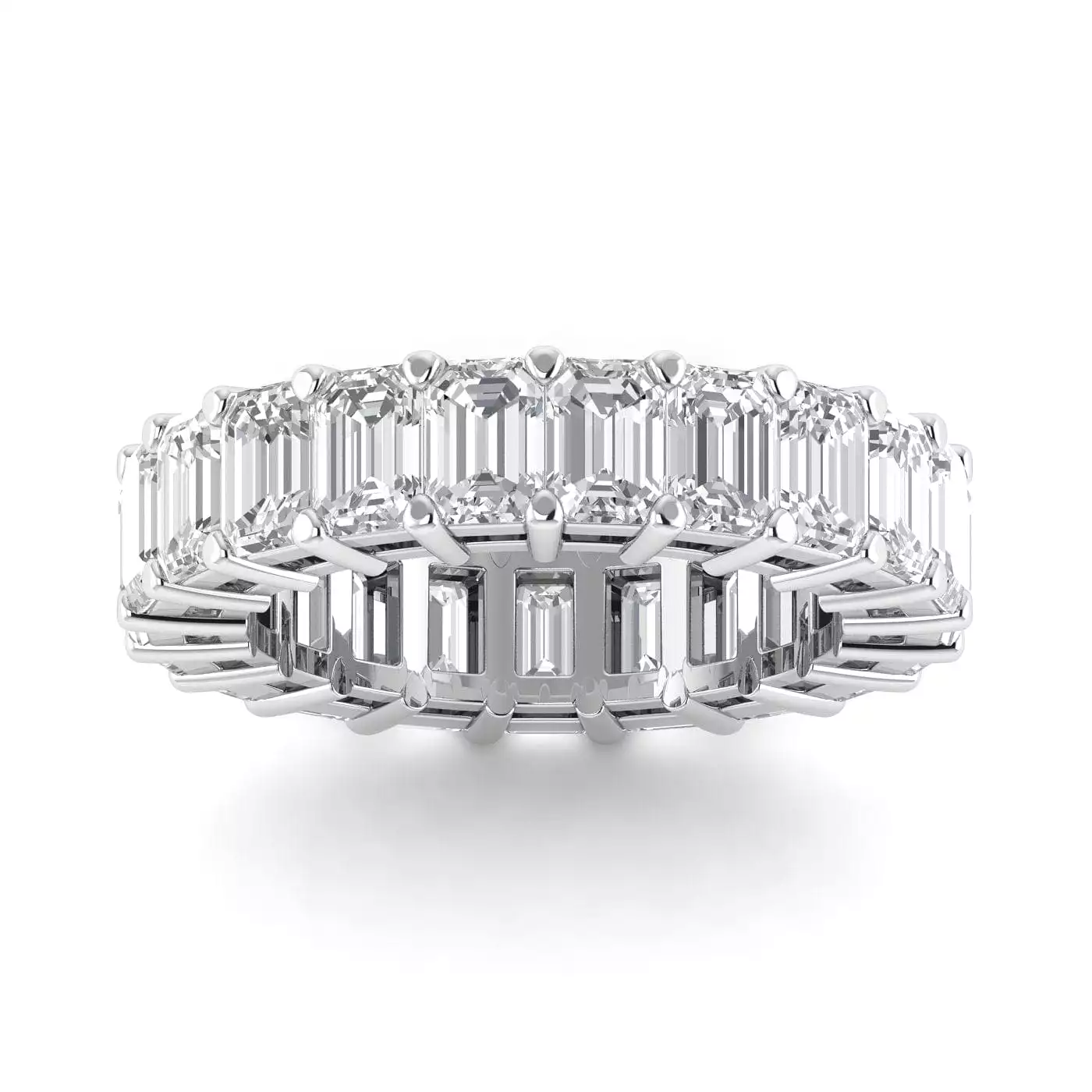 18K Gold Emerald Cut Diamond Eternity Ring Lab Grown