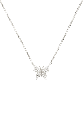 925 Silver CZ Crystal Pavé Butterfly Necklace