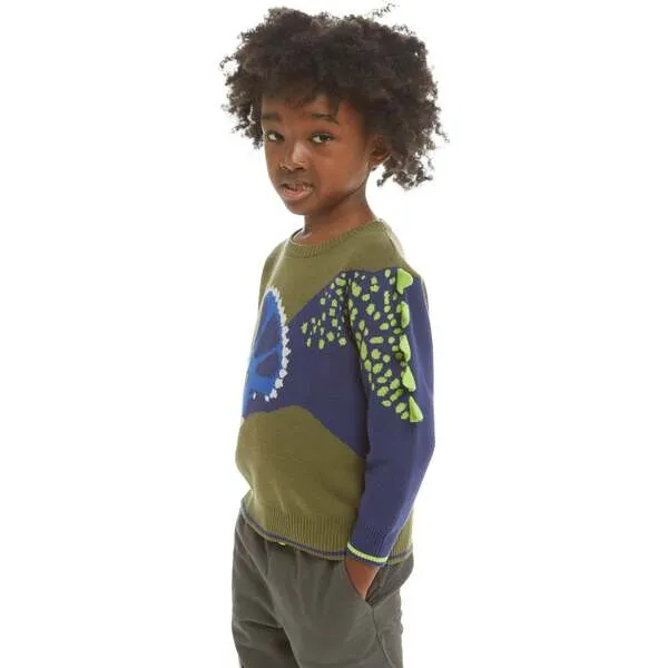 Andy & Evan Olive Triceratops Intarsia Sweater