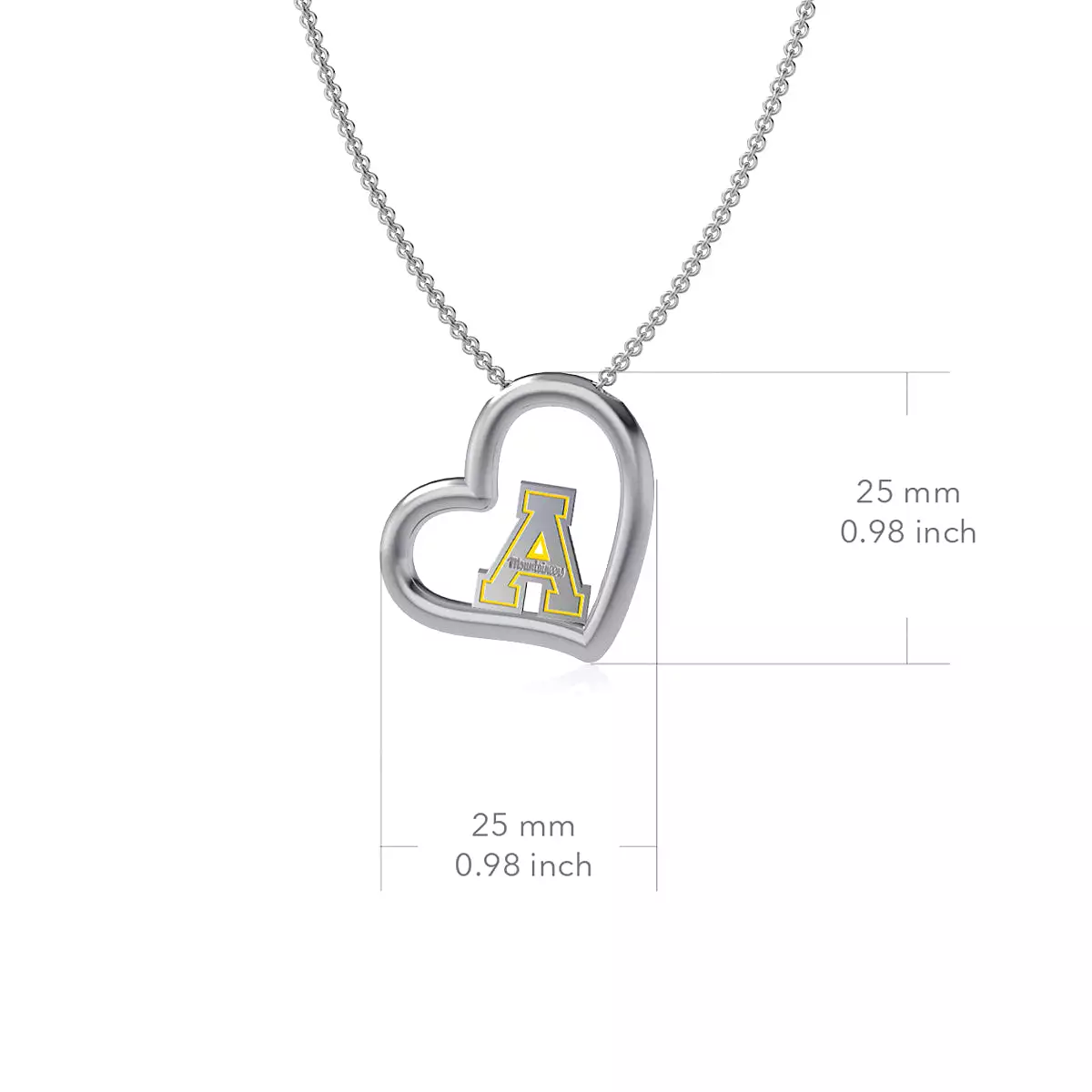 Appalachian State Mountaineers Heart Pendant Necklace - Enamel