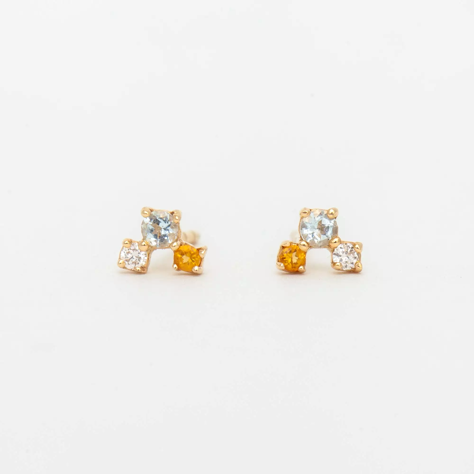 Aquamarine, Citrine & Diamond Trio Bubbles Posts