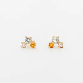 Aquamarine, Citrine & Diamond Trio Bubbles Posts