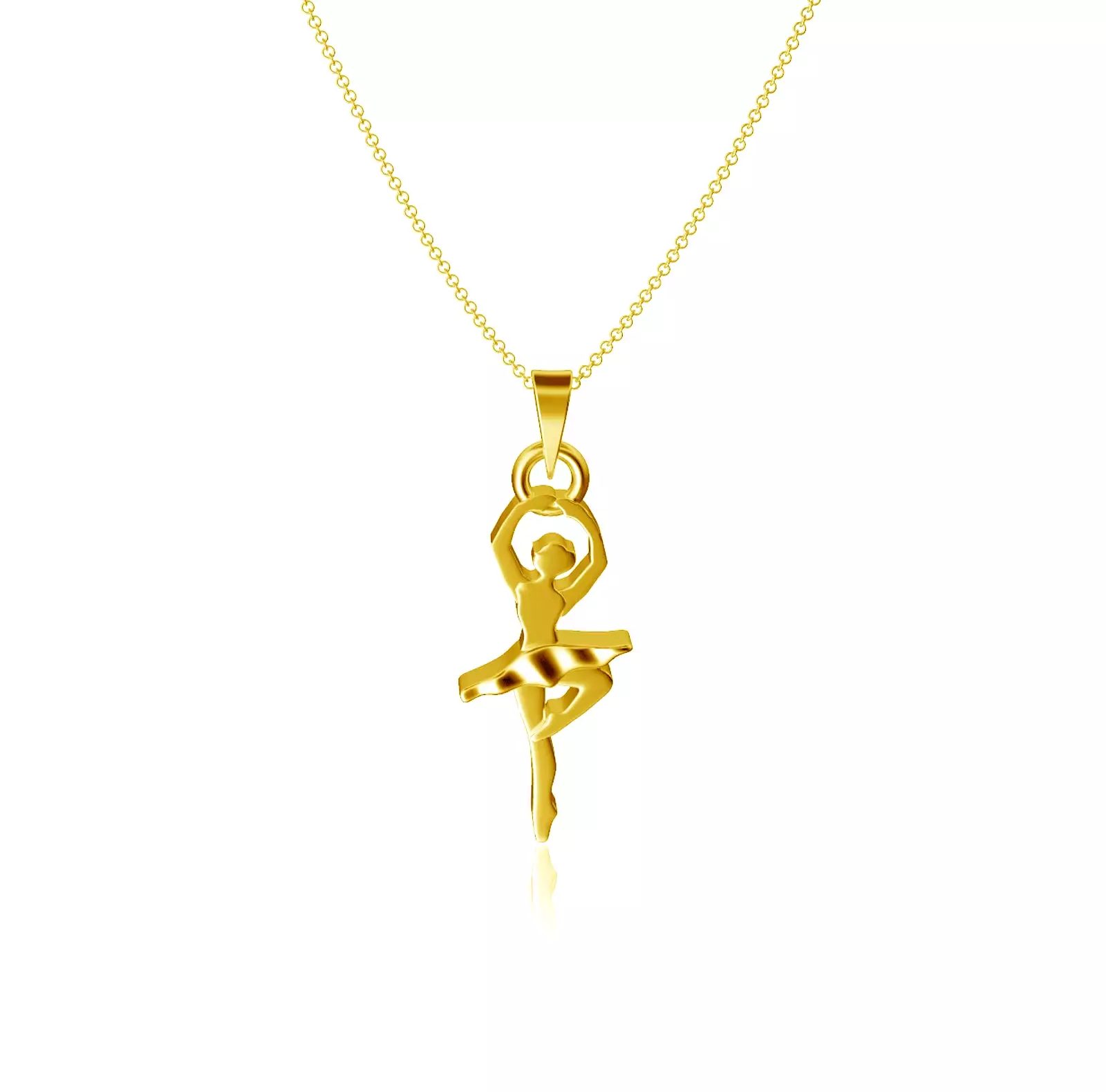 Ballet Dancer Pendant Necklace - Gold Plated