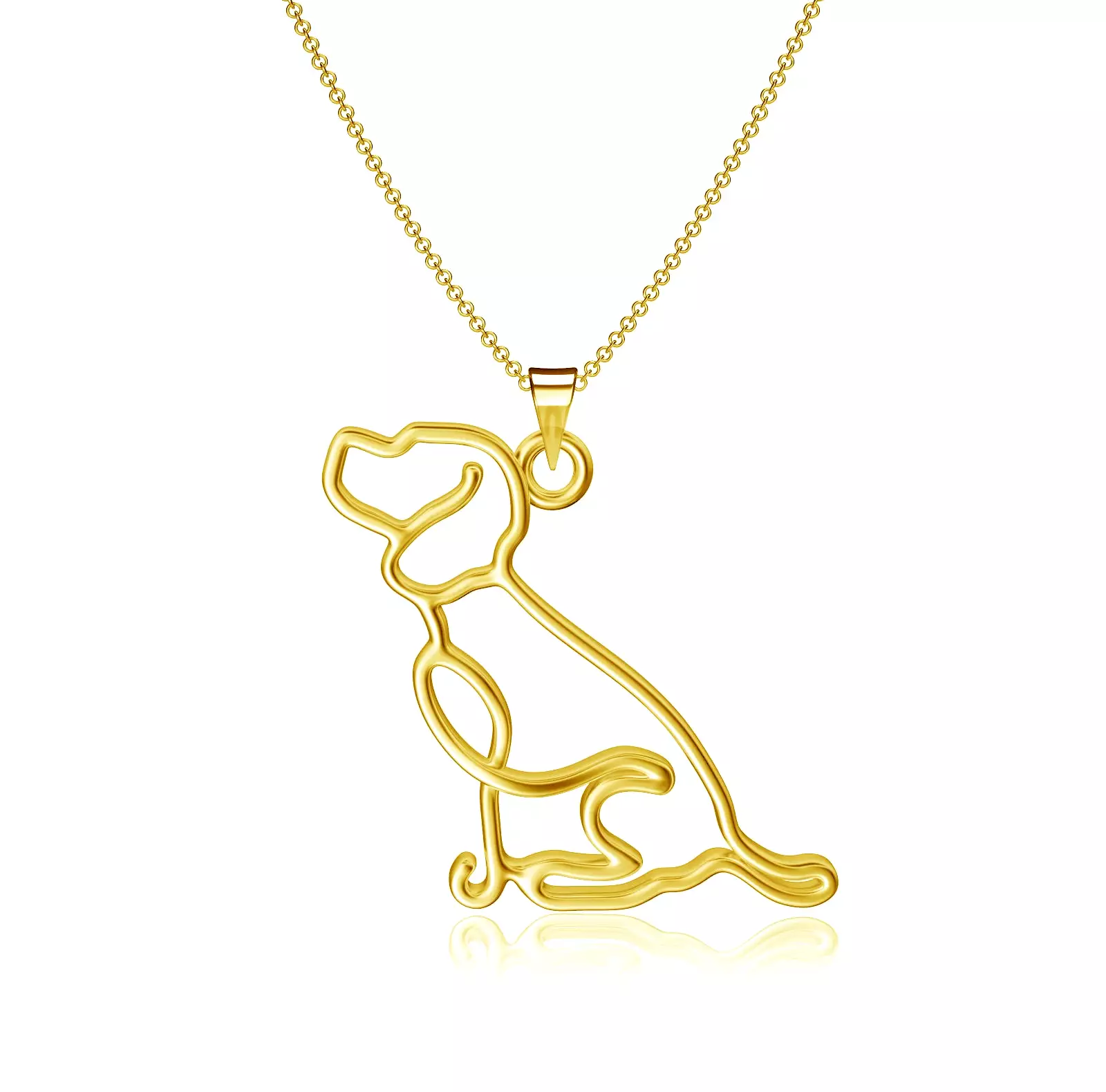 Beagle Silhouette Pendant Necklace - Gold Plated