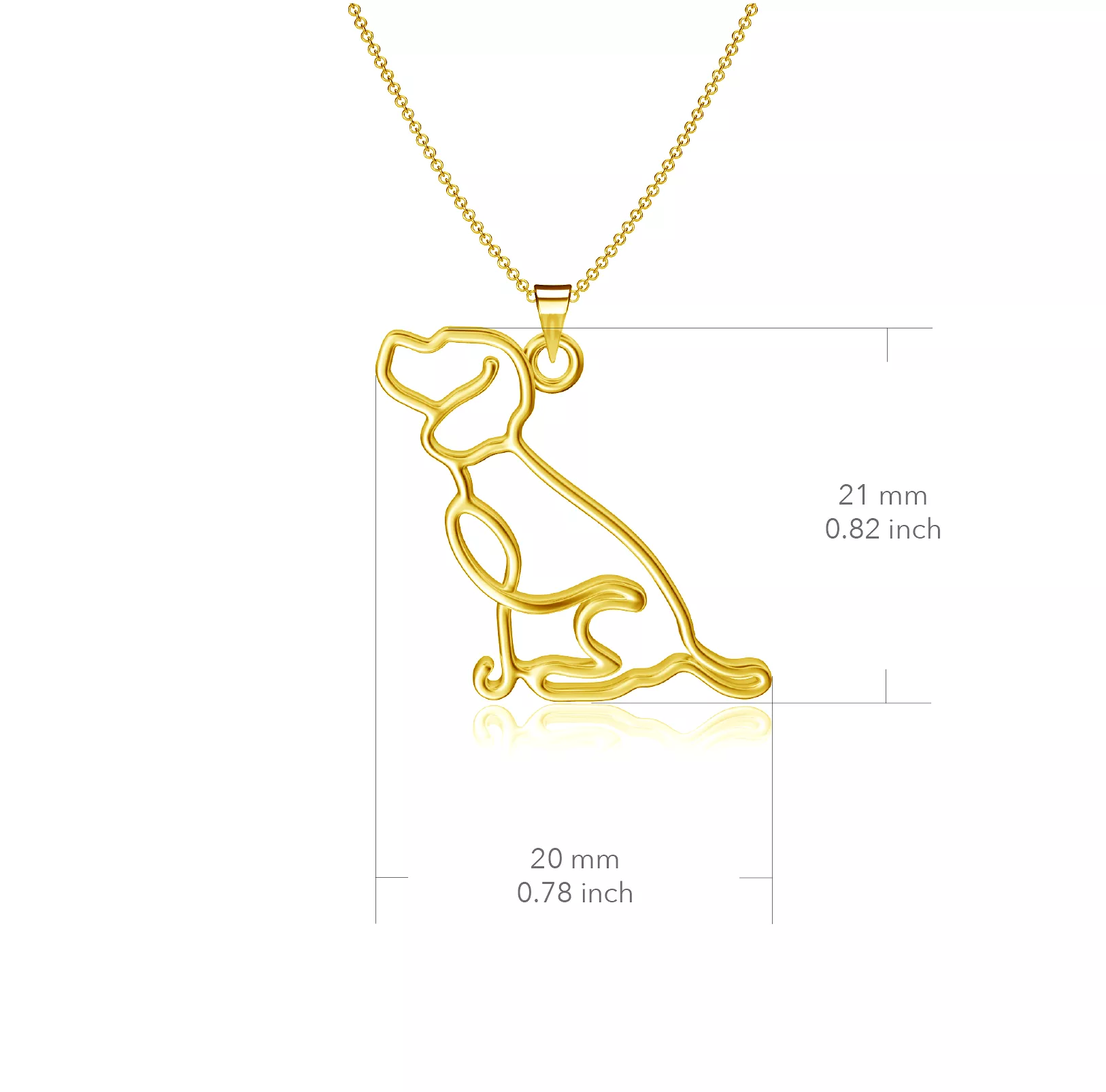 Beagle Silhouette Pendant Necklace - Gold Plated