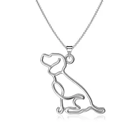 Beagle Silhouette Pendant Necklace - Silver