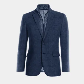  Blazer azul cobalto de tweed herringbone slim fit