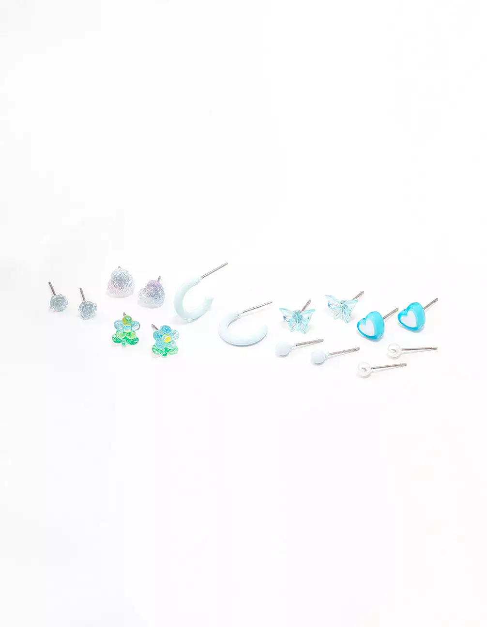 Blue Heart & Flower Earring 8-Pack