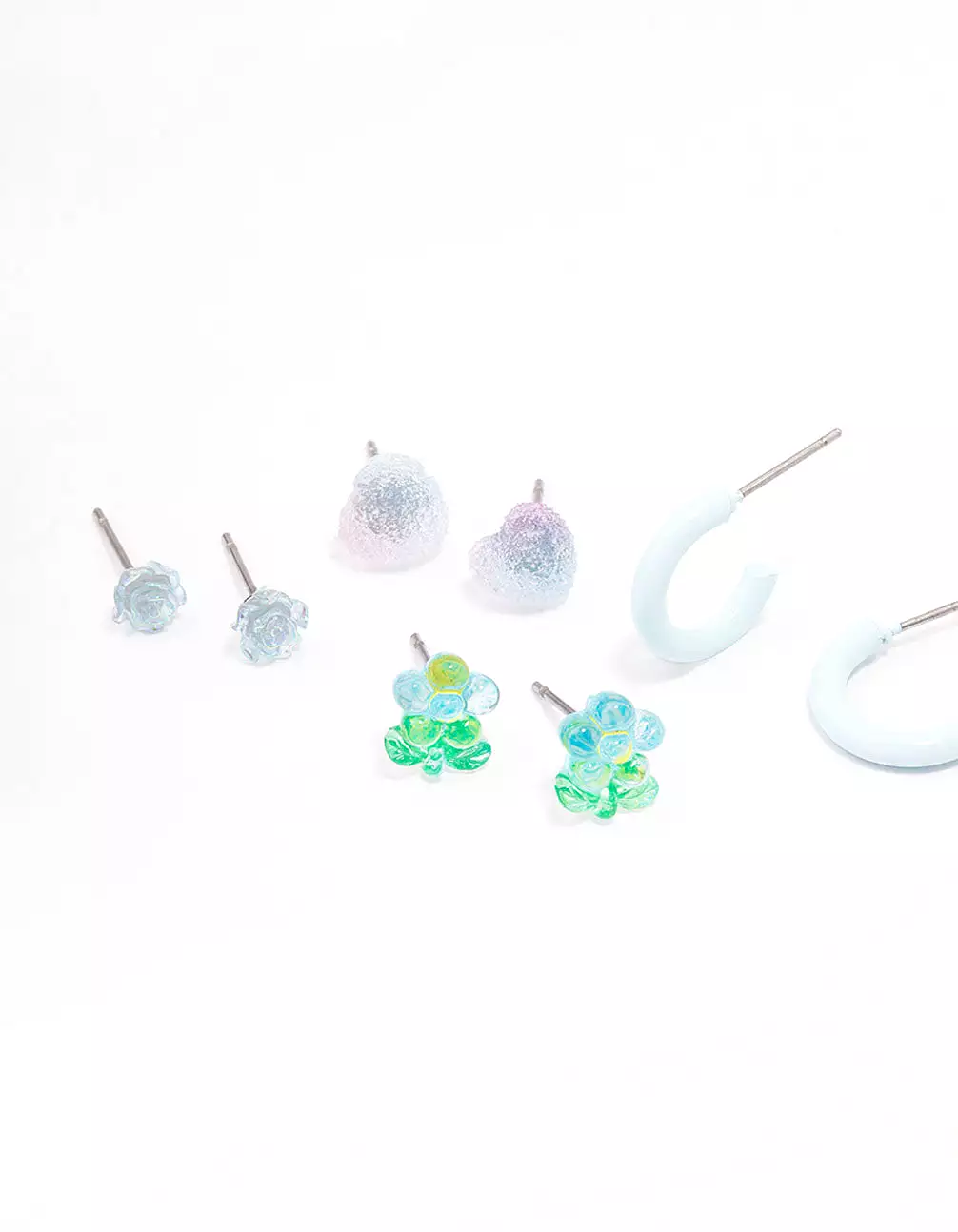 Blue Heart & Flower Earring 8-Pack