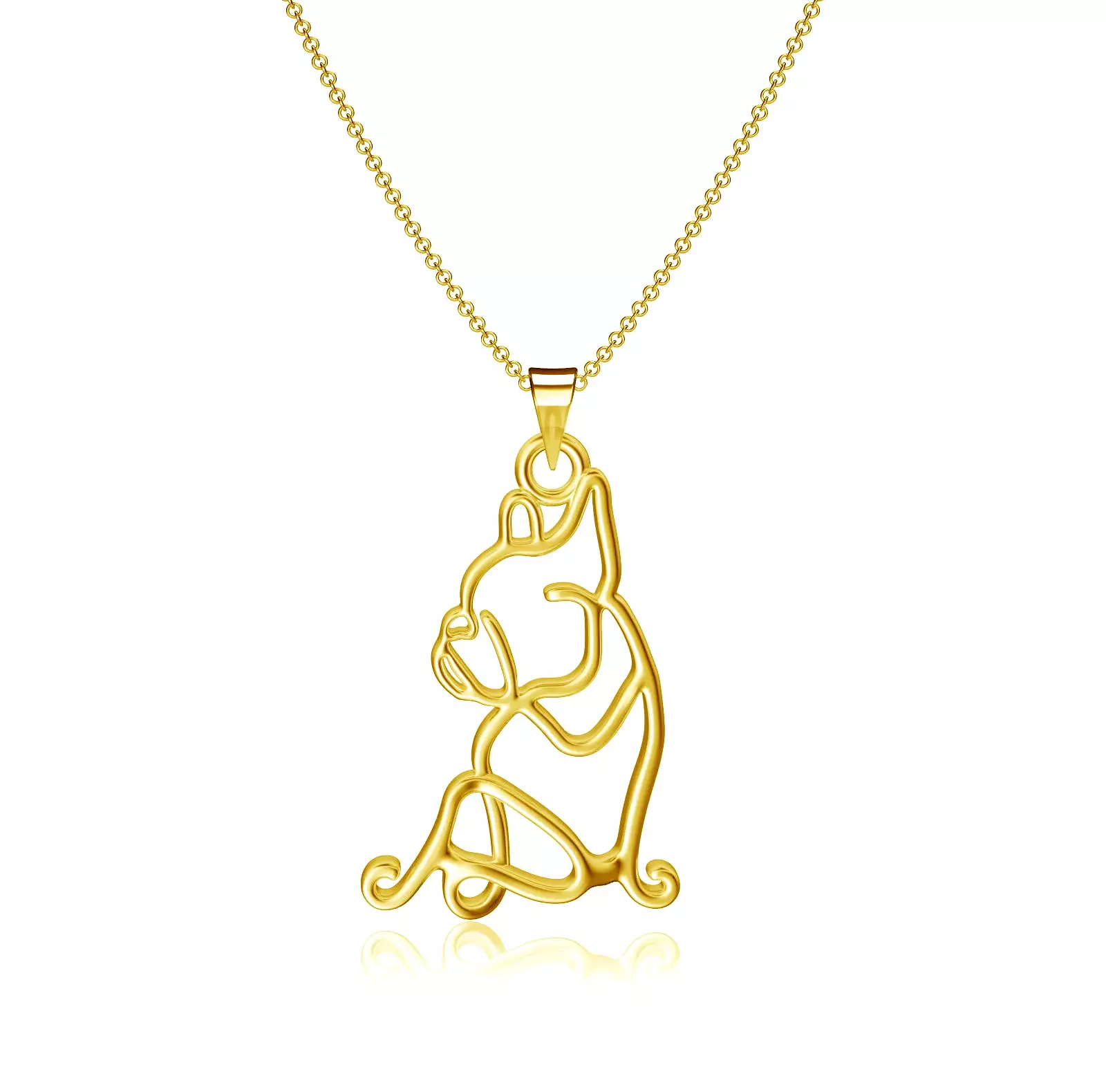 Bulldog Silhouette Pendant Necklace - Gold Plated