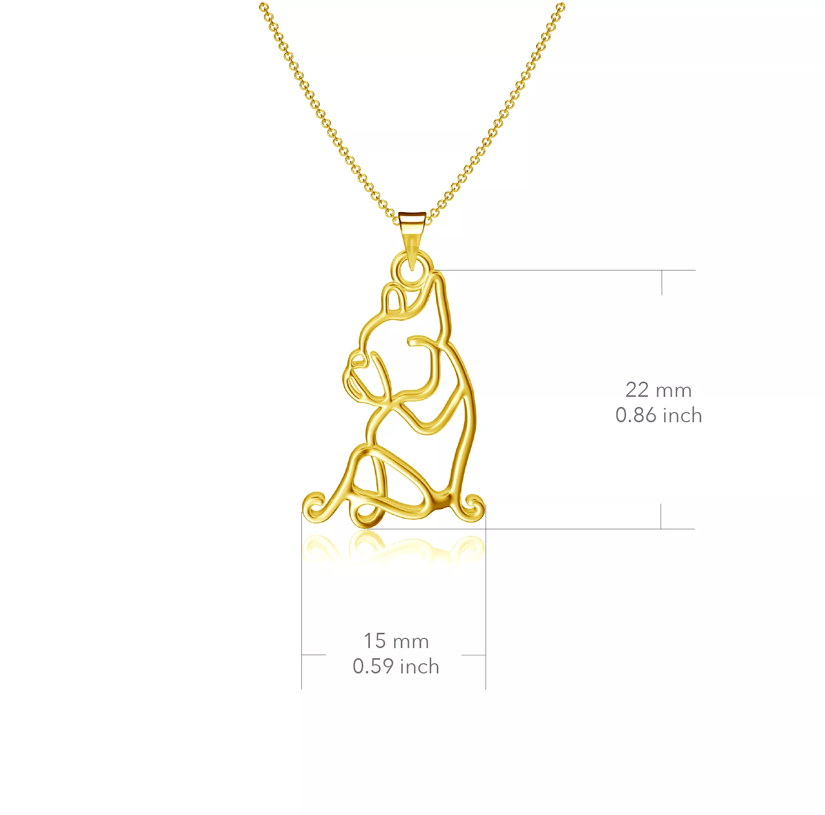 Bulldog Silhouette Pendant Necklace - Gold Plated