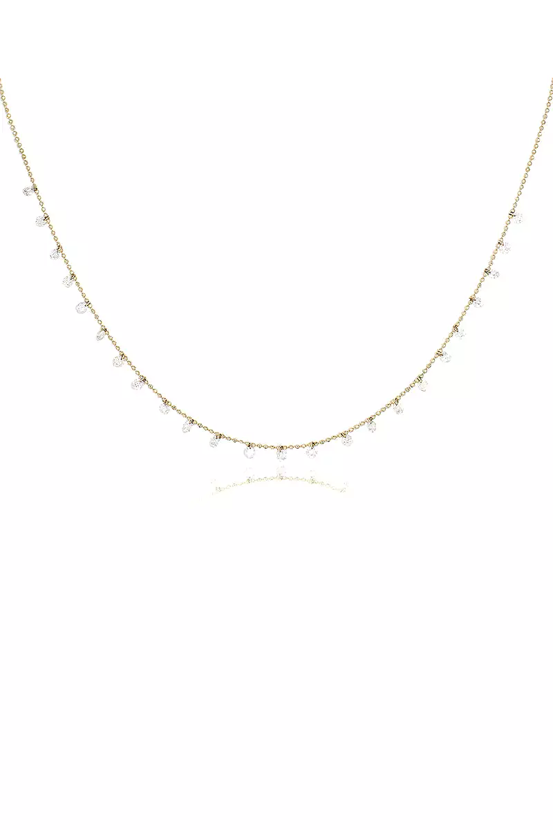 Celeste 24 Floating Diamond Necklace in Yellow Gold