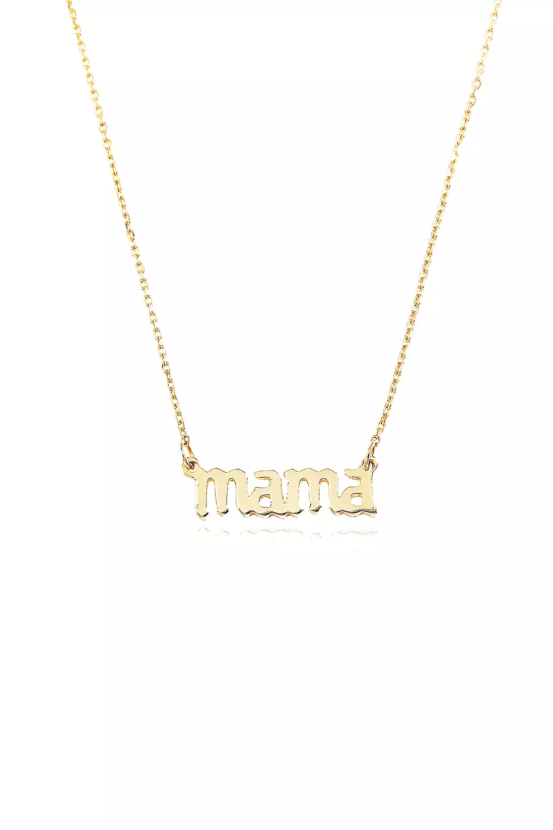 Celtic Mama Gothic Letters Necklace in Yellow Gold