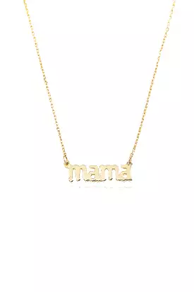 Celtic Mama Gothic Letters Necklace in Yellow Gold