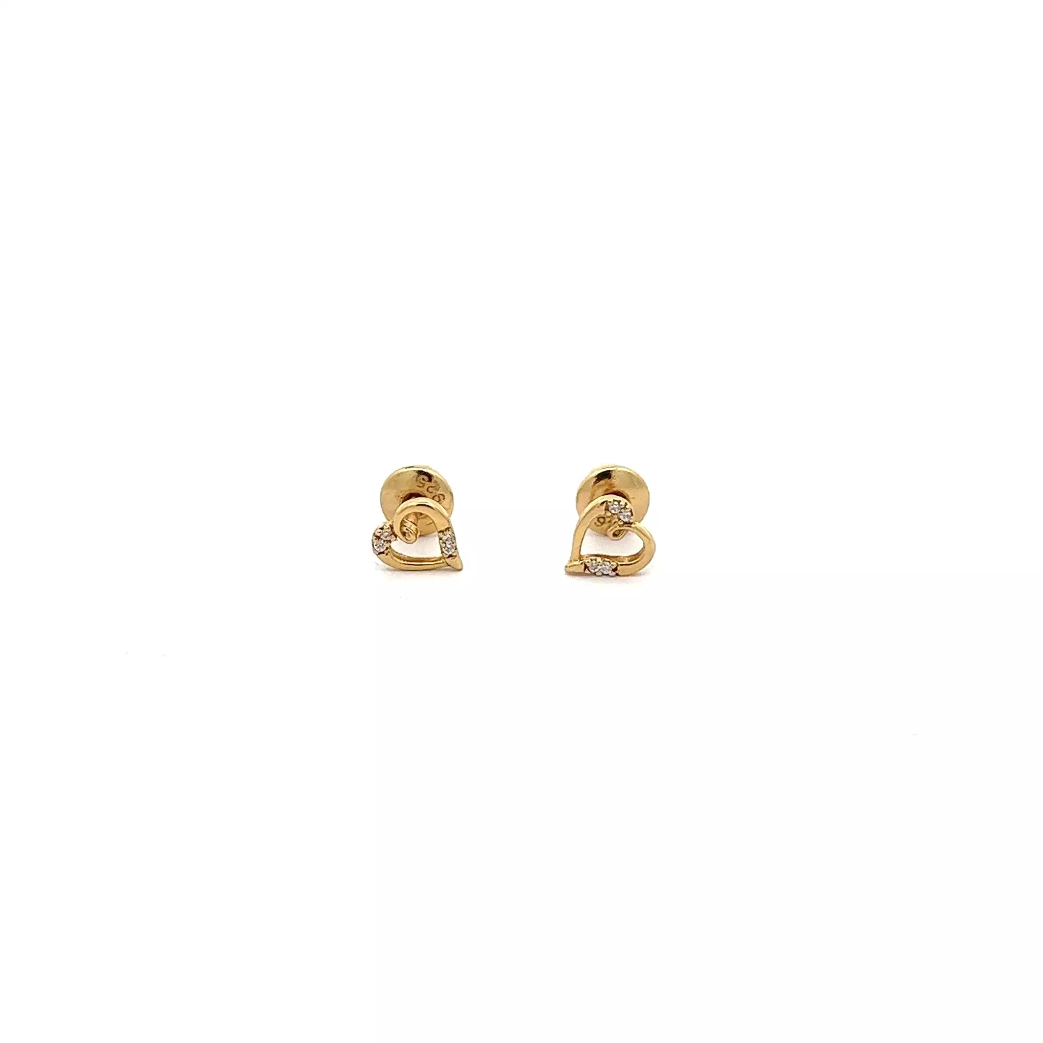 Cherished Moments 14K Gold-Plated Heart (Open) Earrings with Screw Back