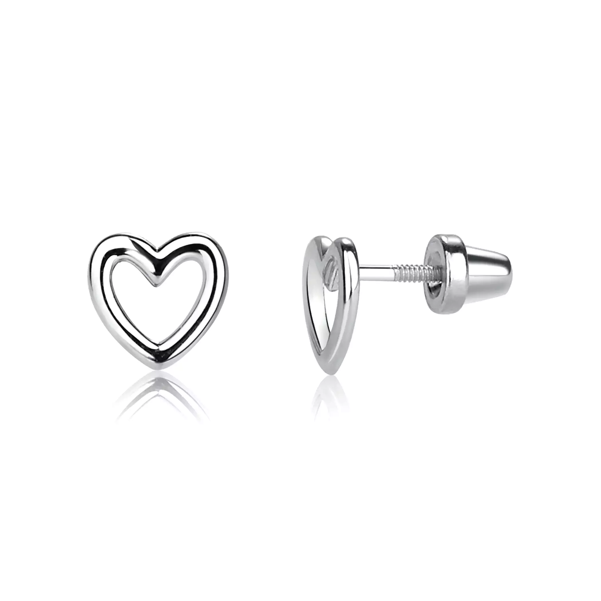 Cherished Moments Sterling Silver Children's Hollow Heart Earrings with Screw Back