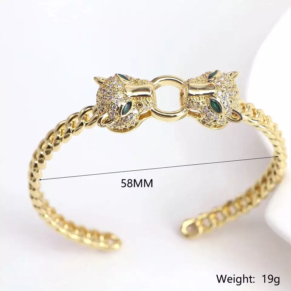 Classic Luxury Crystal Leopard Bangles For Women And Men S4709696