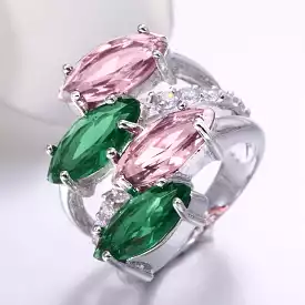 Claudine Pink Sapphire Green Emerald Ring