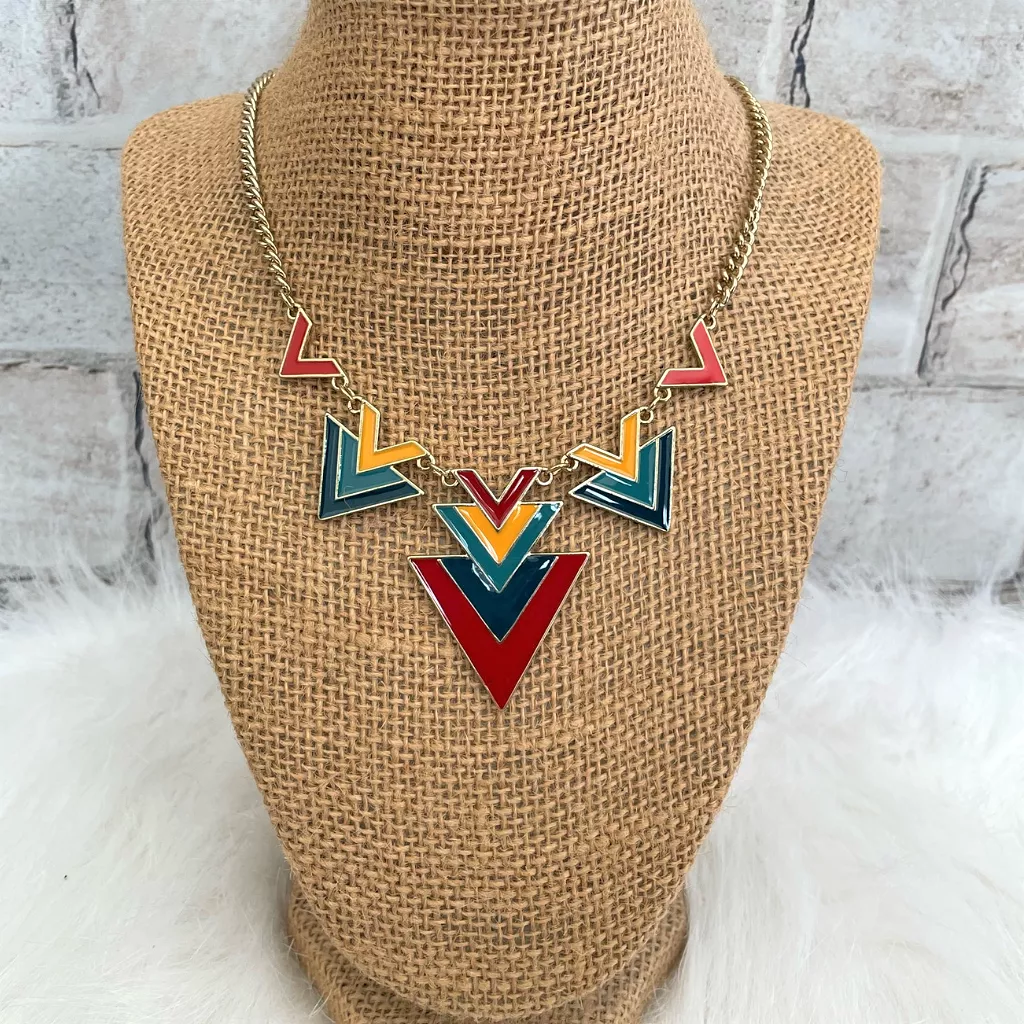 Colorful Geometric Triangle Necklace