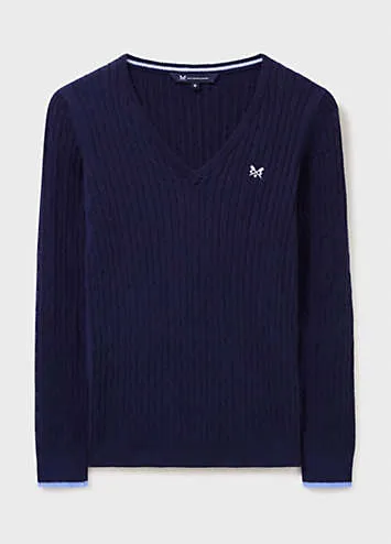 Crew Clothing Company Heritage V-Neck Cable Jumper | Grattan