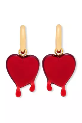 Crystal Haze Melting Heart Earrings, Red