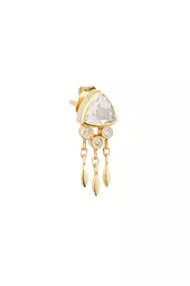 Crystal Tourmaline & Diamonds Single Earring - 14k Yellow Gold