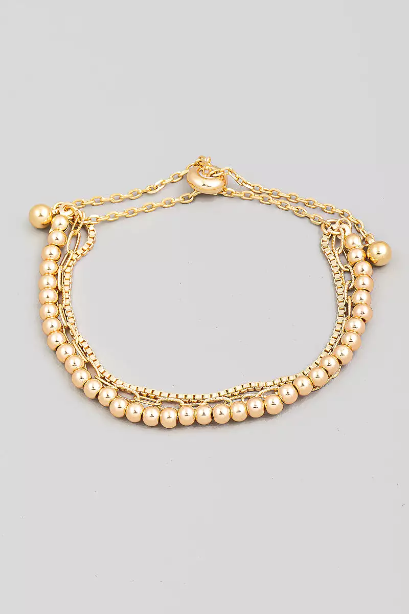 Dainty Metallic Bead Chains Bracelet