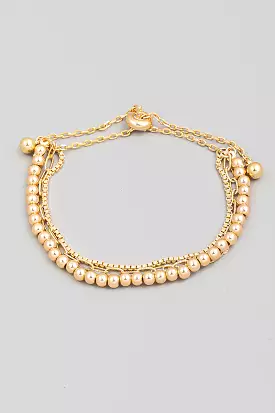 Dainty Metallic Bead Chains Bracelet