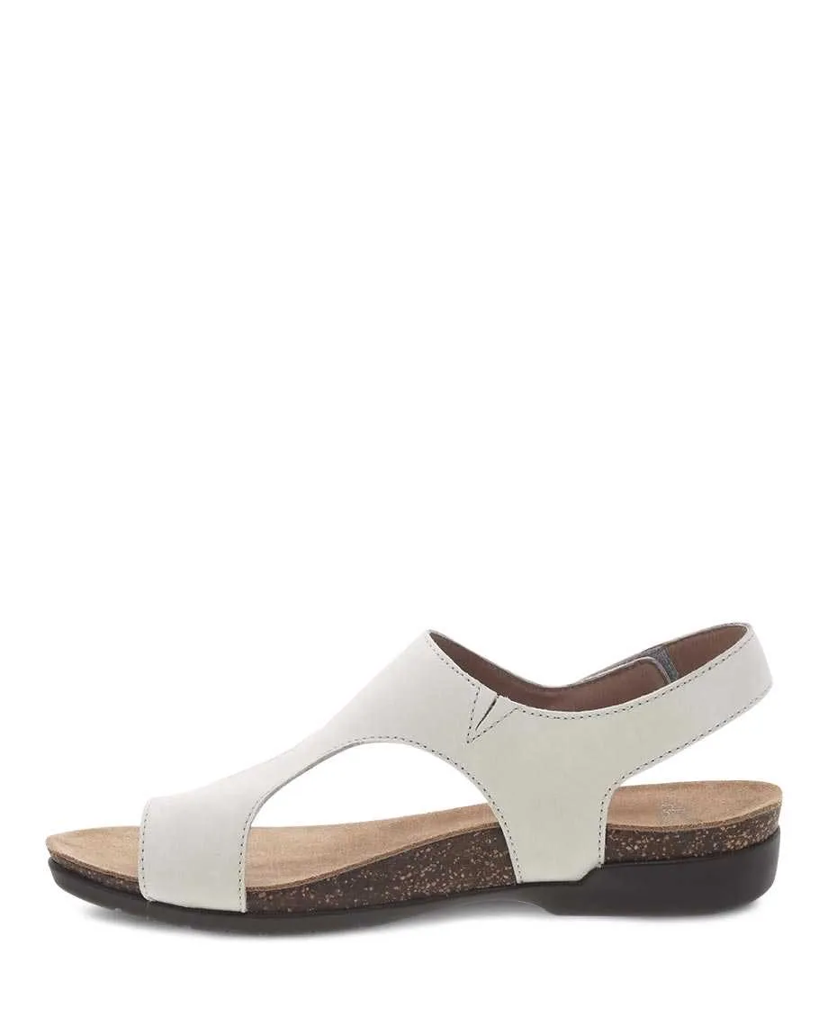 Dansko Womens Reece Sandal- Ivory Nubuck