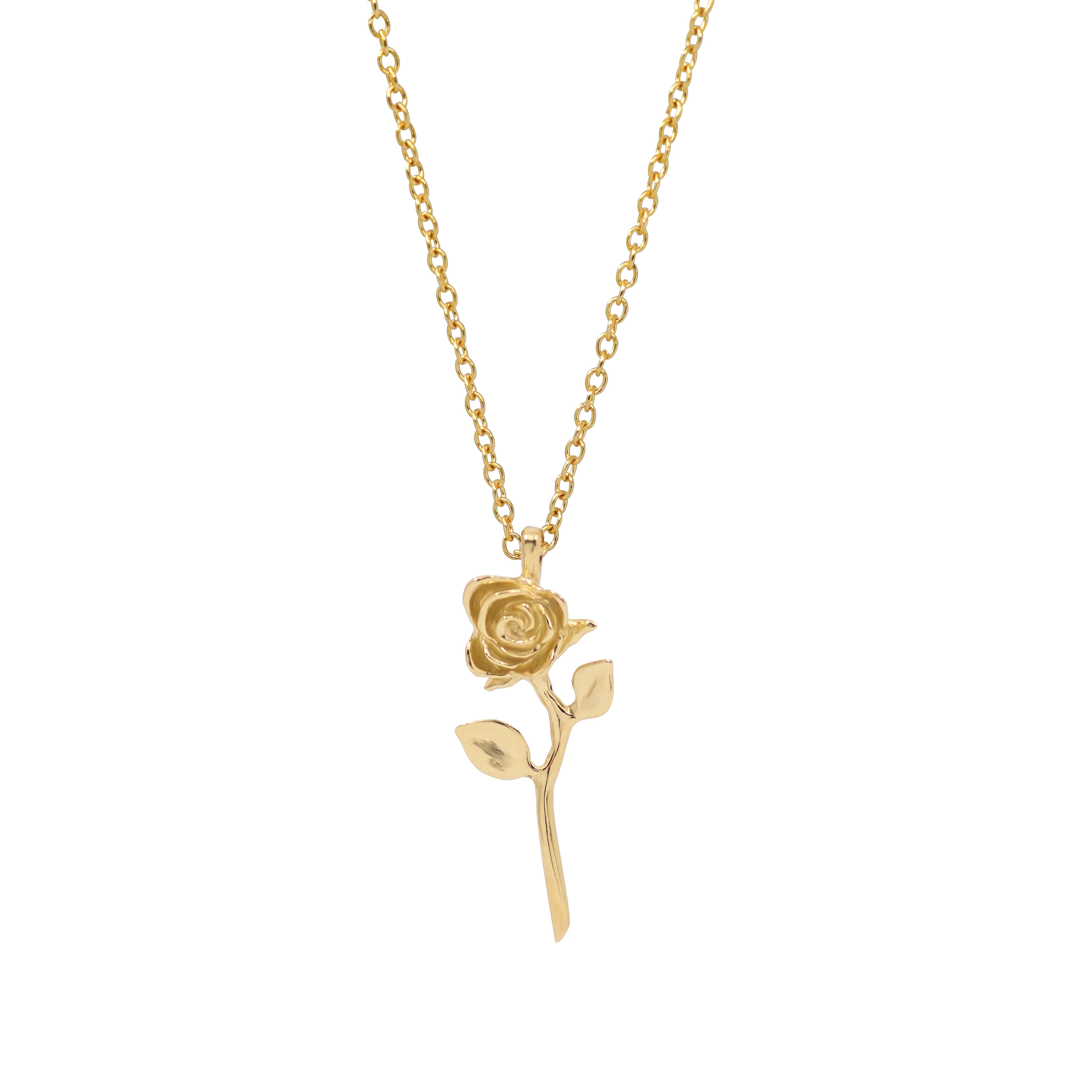 Devotion - Rose Necklace in 14k Yellow Gold