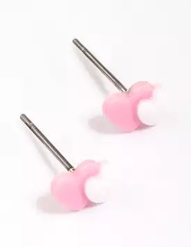 Double Heart Stud Earrings