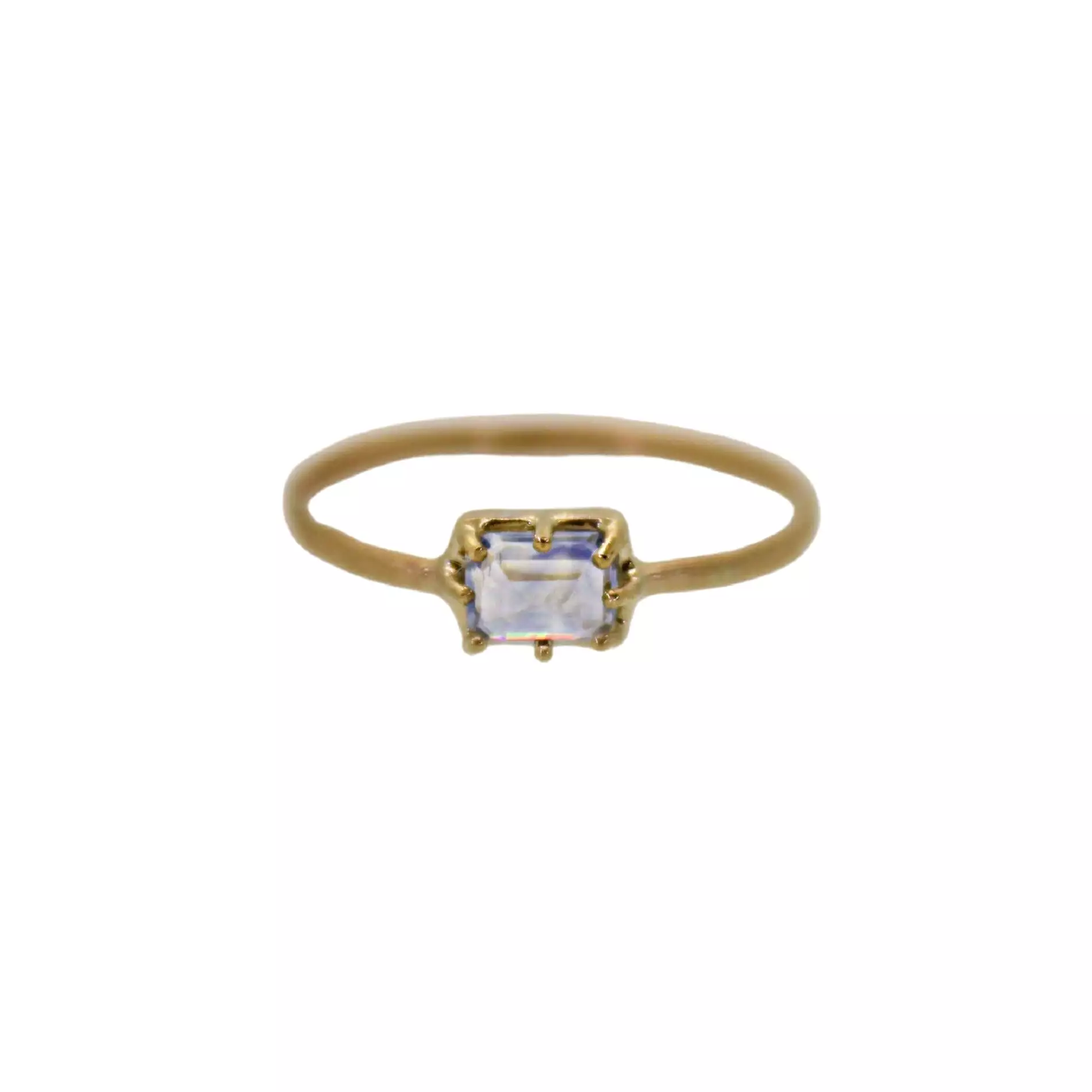 Emerald Cut Aquamarine Prong Set Ring