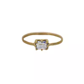 Emerald Cut Aquamarine Prong Set Ring